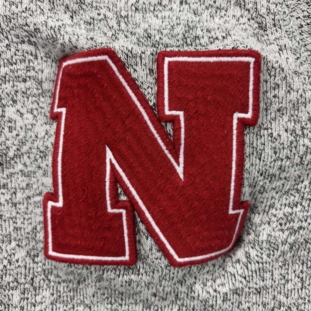 Vintage Nebraska‎ Cornhuskers adidas Sweatshirt Hoodie Mens Large Gray Knit
